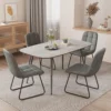 47''Dining Table Set for 4,Modern Wood Dining Table,Leather Dining Chairs 4,Table and Chairs Set of 4,Ideal for Dining Room