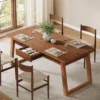 55-Inch Dining Table with Storage Drawer for Dining Room,Rectangular Mid-Century Modern Dinner Kitchen Table with Solid Wood Leg