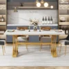 63-Inch Rectangular Dining Table for 4 to 6, Kitchen Tables for Dining Room, Modern Dinner Table with Faux Marble Table Top