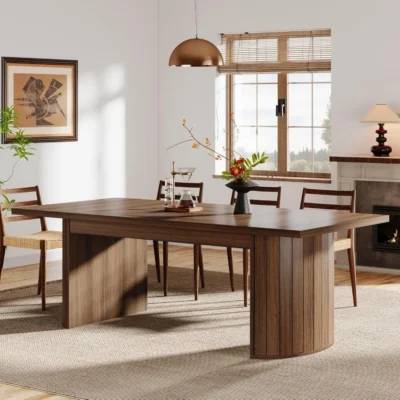 78.7" Extra Long Dining Table for 6-8 People, Large Farmhouse Kitchen Table with Wooden Tabletop, Rustic Style Rectan
